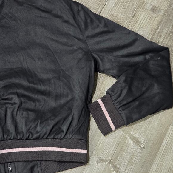 Iris Sport Couture Black & Pink Baby Girl 70's Style Windbreaker Zip Up Jacket - Picture 4 of 9